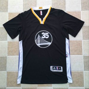 Maillot De Basket Golden State Warriors Kevin Durant 35 Brode AU Fabric Manches Courtes Noir